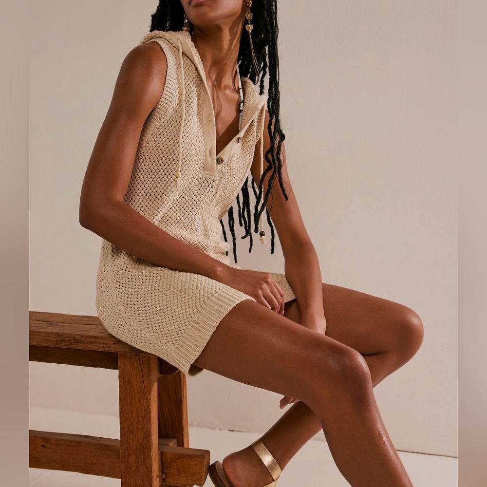 Free People Tan Textured Mini Dress